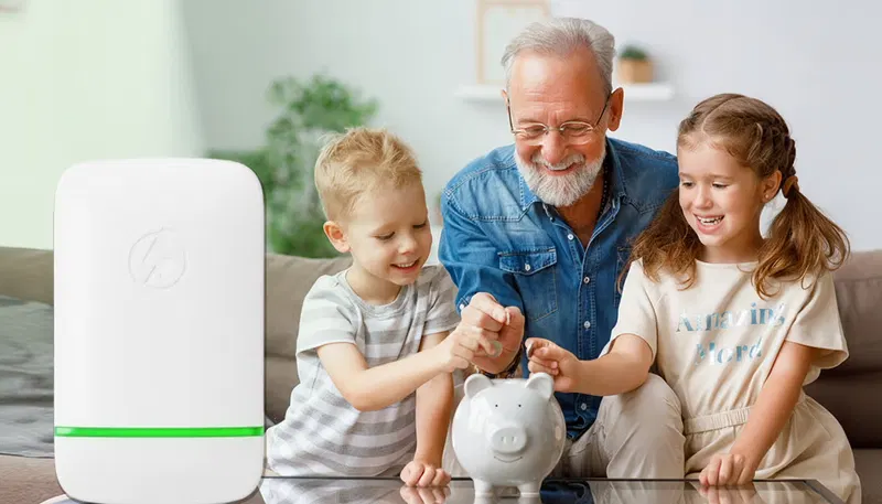 A happy family enjoying their home, benefiting from energy savings.